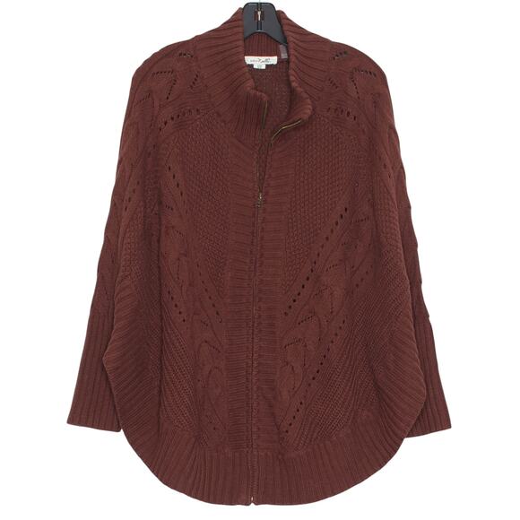 Simply Noelle Poncho Cable Knit Oversized Chunky Cozy Minimalist Full Zip S/M - Picture 1 of 6